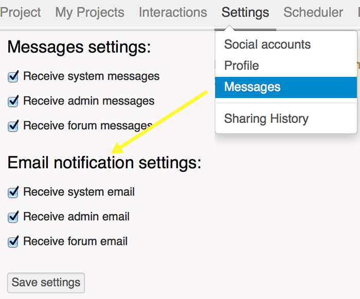 enable email notifications