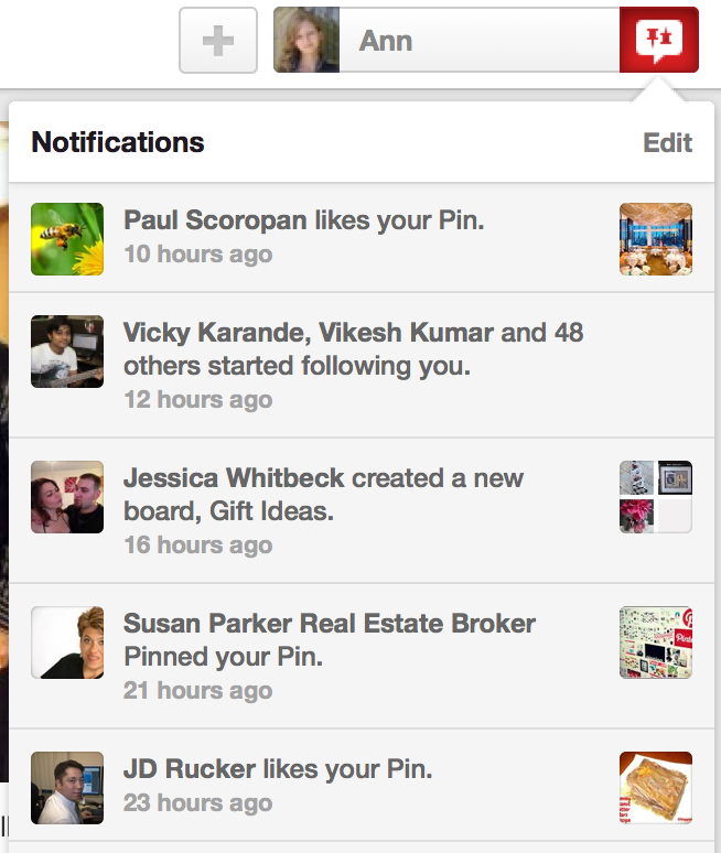 Pinterest interactions