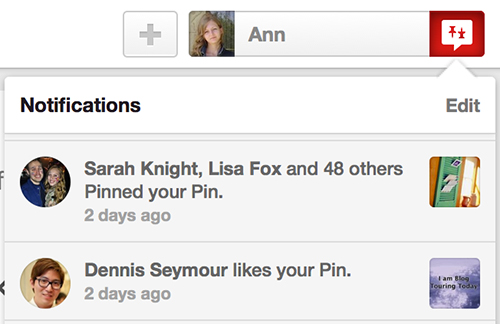 Pinterest notifications